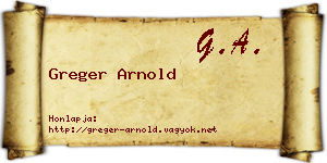 Greger Arnold névjegykártya